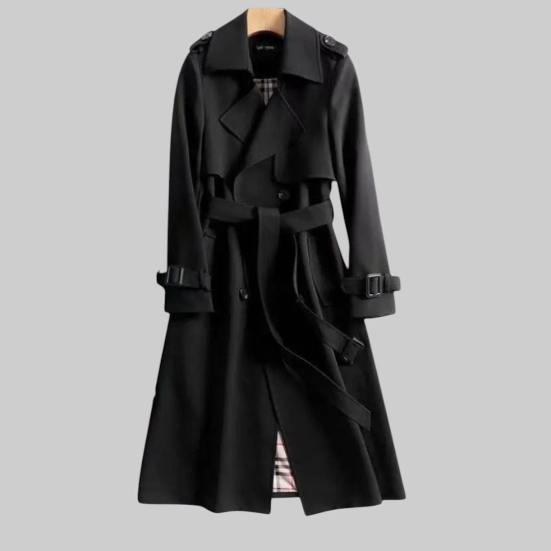 Women's Double-Breasted Trench Coat with Tie Belt - image 4