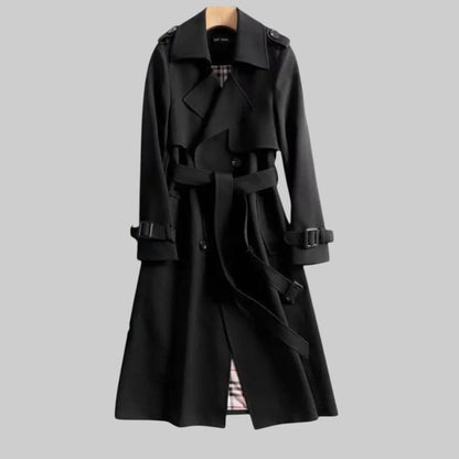 Women's Double-Breasted Trench Coat with Tie Belt - image 4