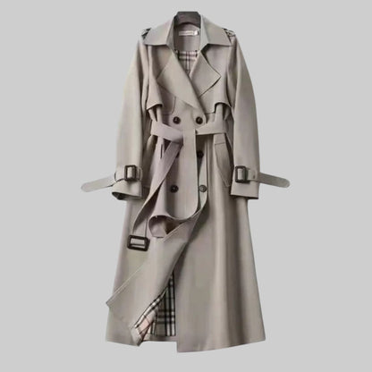 Women's Double-Breasted Trench Coat with Tie Belt - image 5