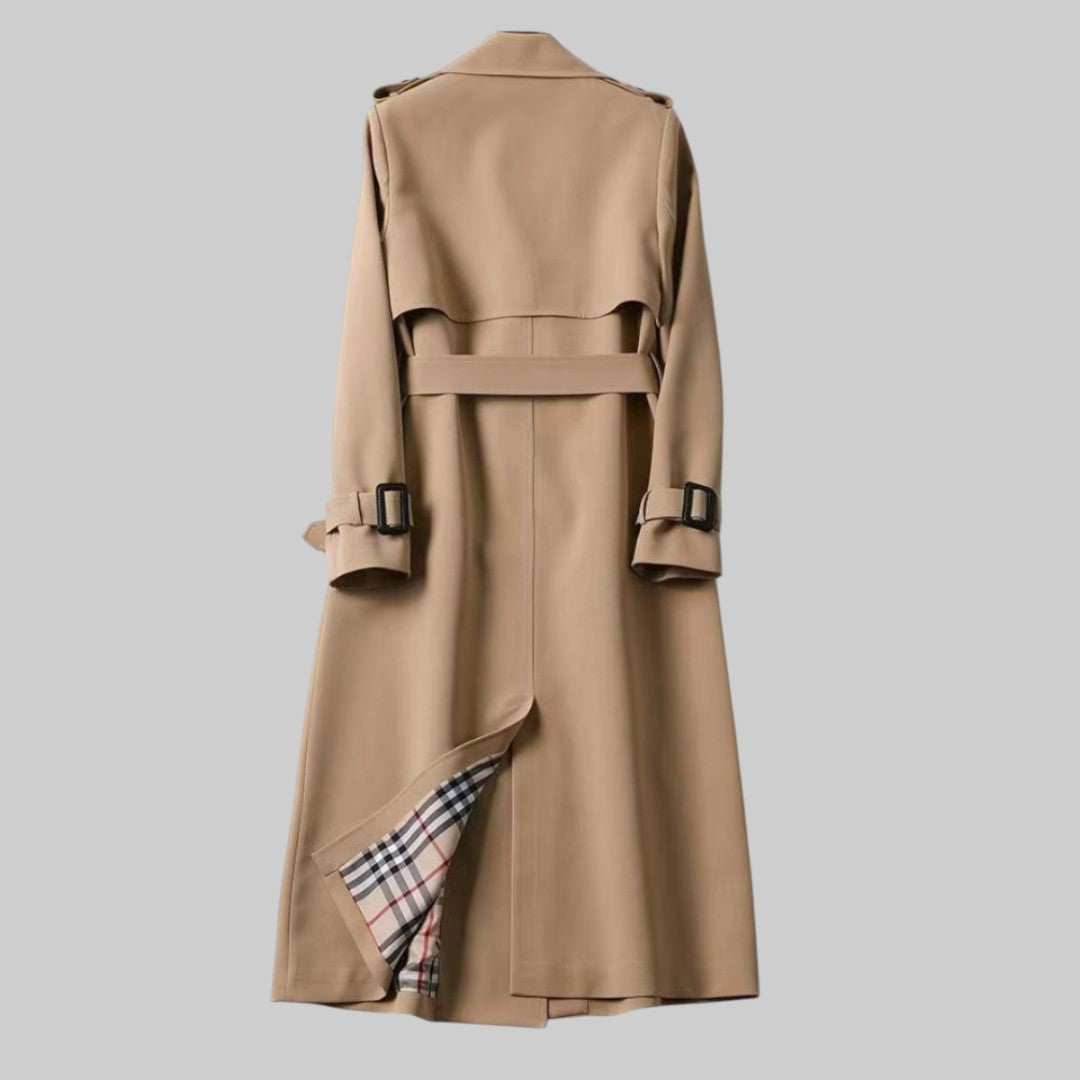 Women's Double-Breasted Trench Coat with Tie Belt - image 6