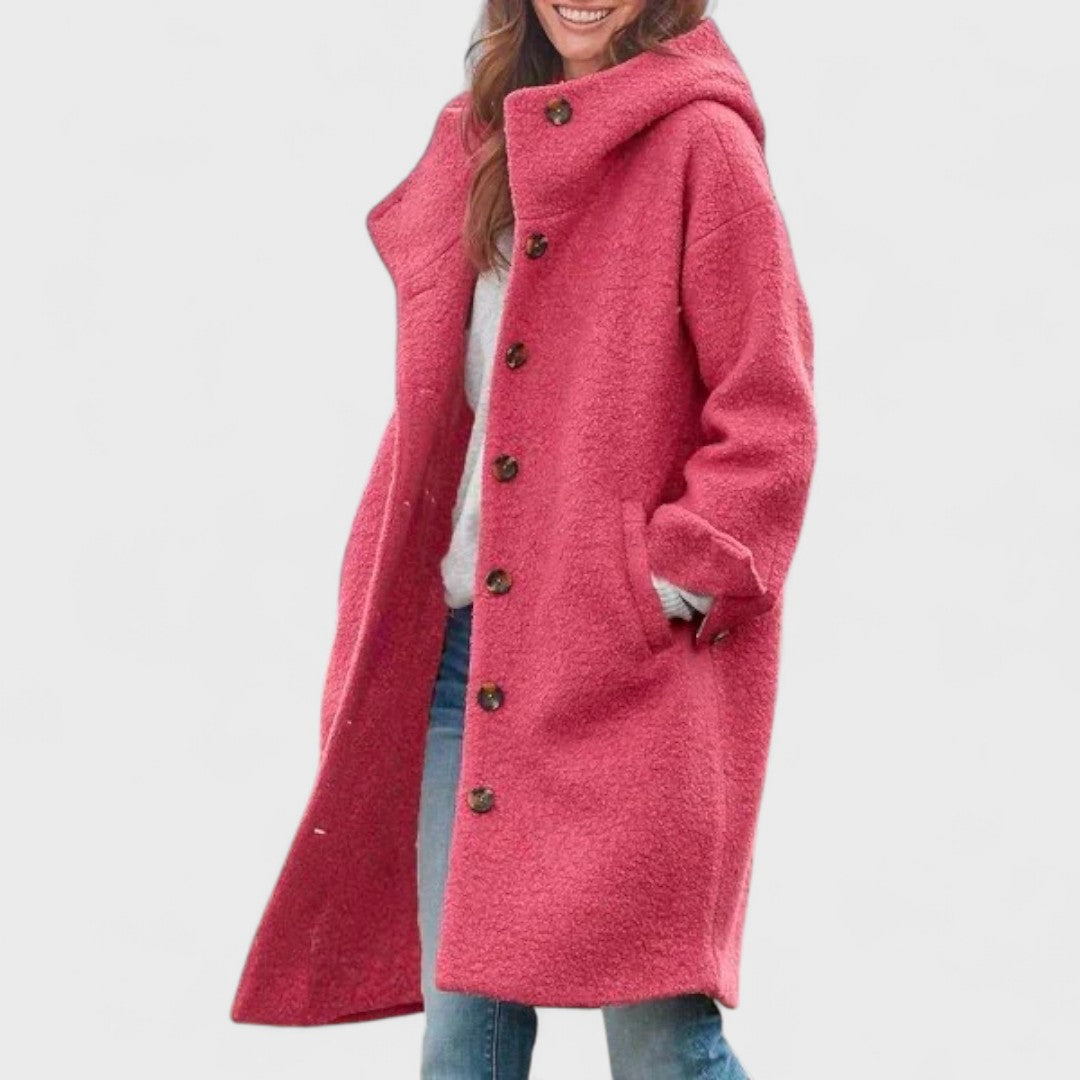 Women's Wool Look Jacket with Collar and Pockets - image 5
