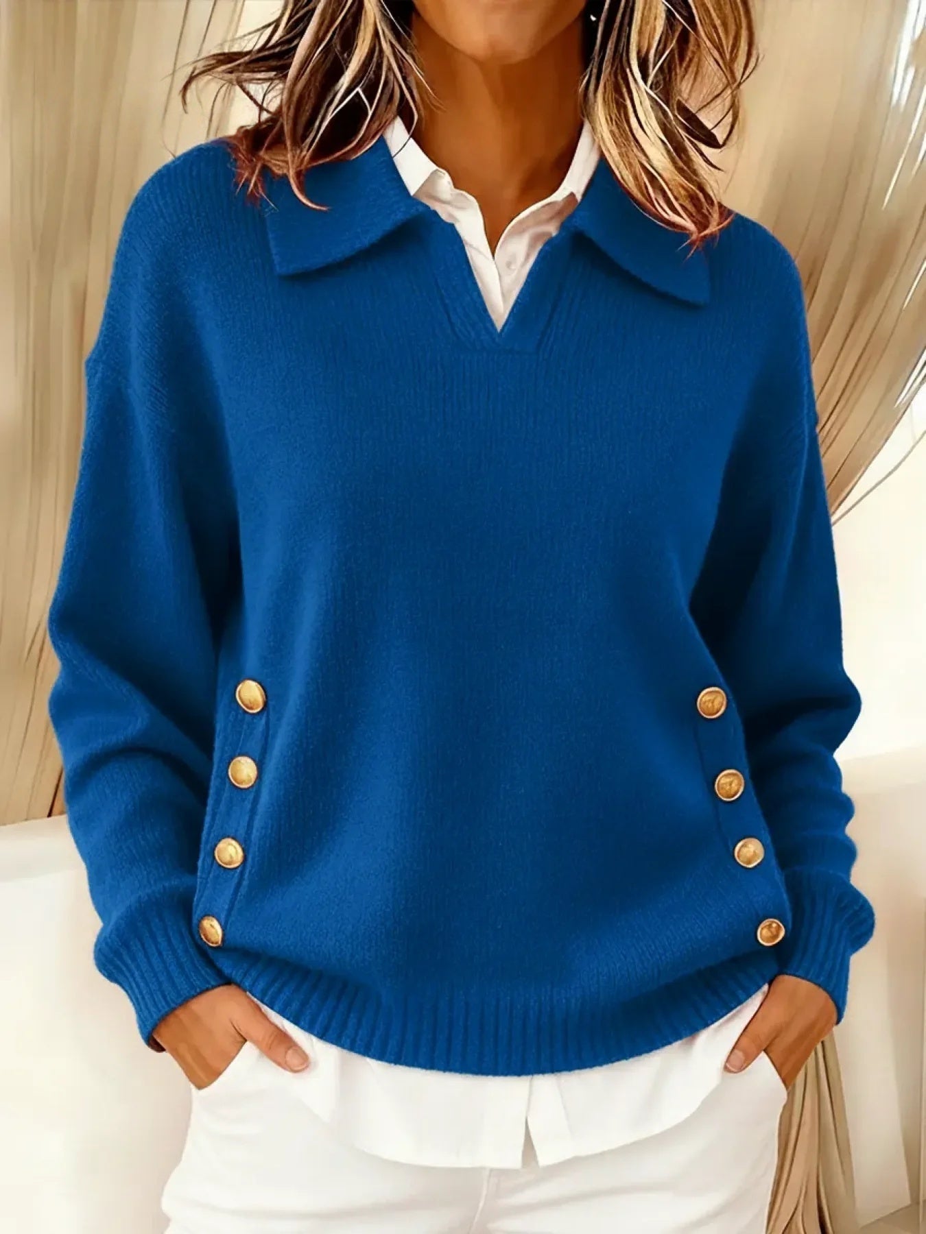 Vicenta | Polo Neck Jumper with Buttons