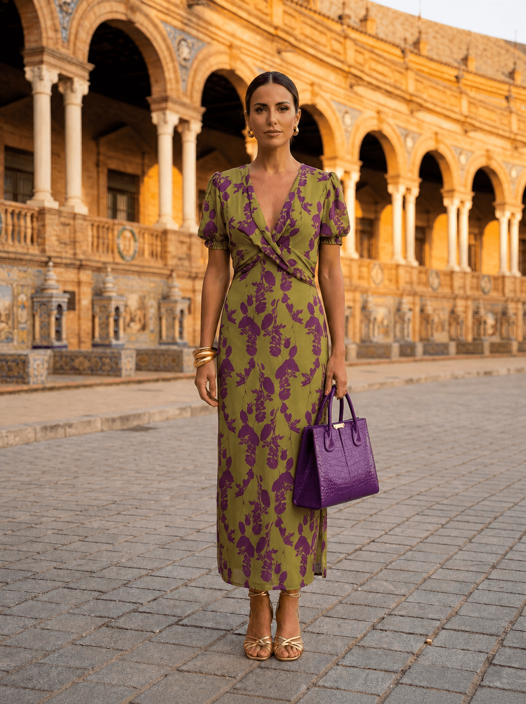 Daniela™ | Floral Maxi Dress with Flowing Draping