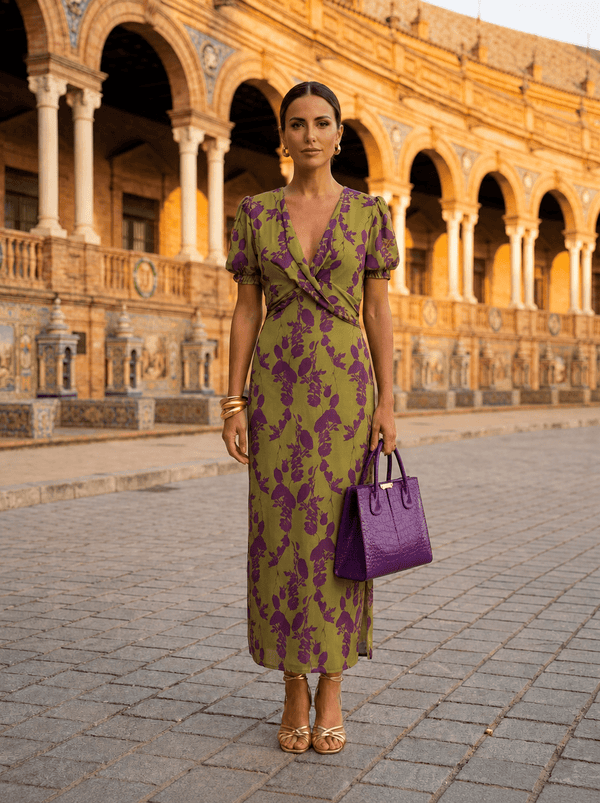Daniela™ | Floral Maxi Dress with Flowing Draping