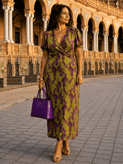 Daniela™ | Floral Maxi Dress with Flowing Draping