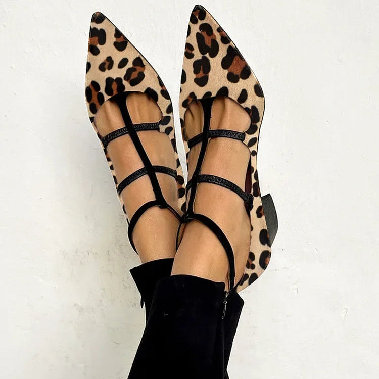 Franca | Women's Heeled Shoes with Leopard Print Strap