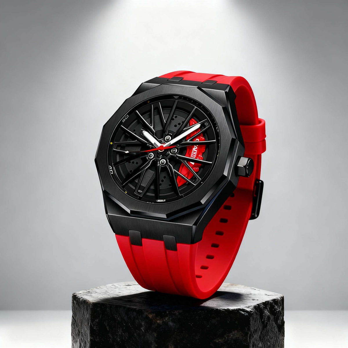 Men's Racing Inspired Watch with Alloy Rim Style Dial and Adjustable Strap - image 7
