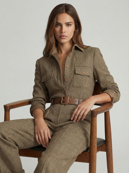 Celia | Checked Wide-Leg Jumpsuit for Women