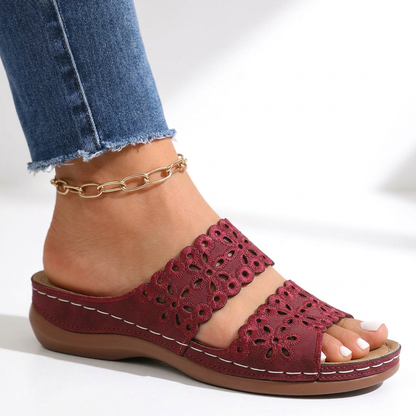 Loretta | Floral Cutout Wedge Sandals