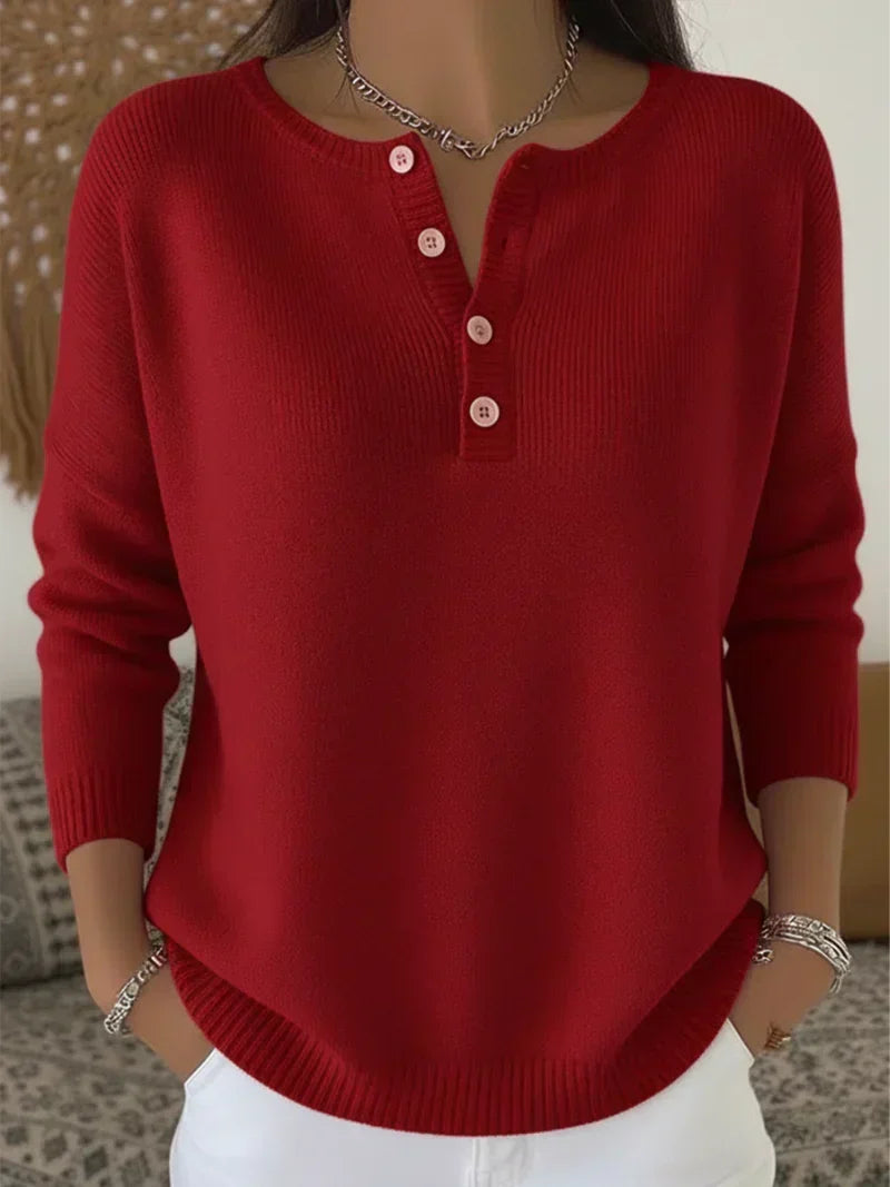 Helena | Henley Button Knit Jumper