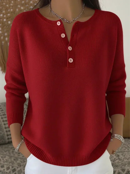 Helena | Henley Button Knit Jumper