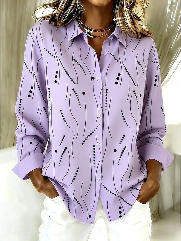 Dawnsley™ | Casual Abstract Print Button Blouse