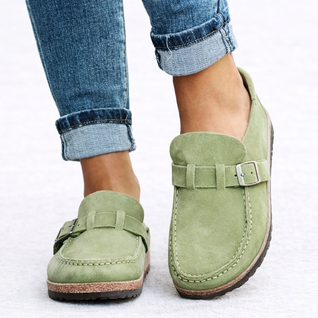Women's Suede Look Slip-On Loafers with Buckle Detail - image 5