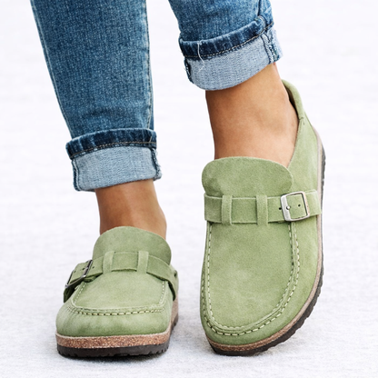 Women's Suede Look Slip-On Loafers with Buckle Detail - image 5