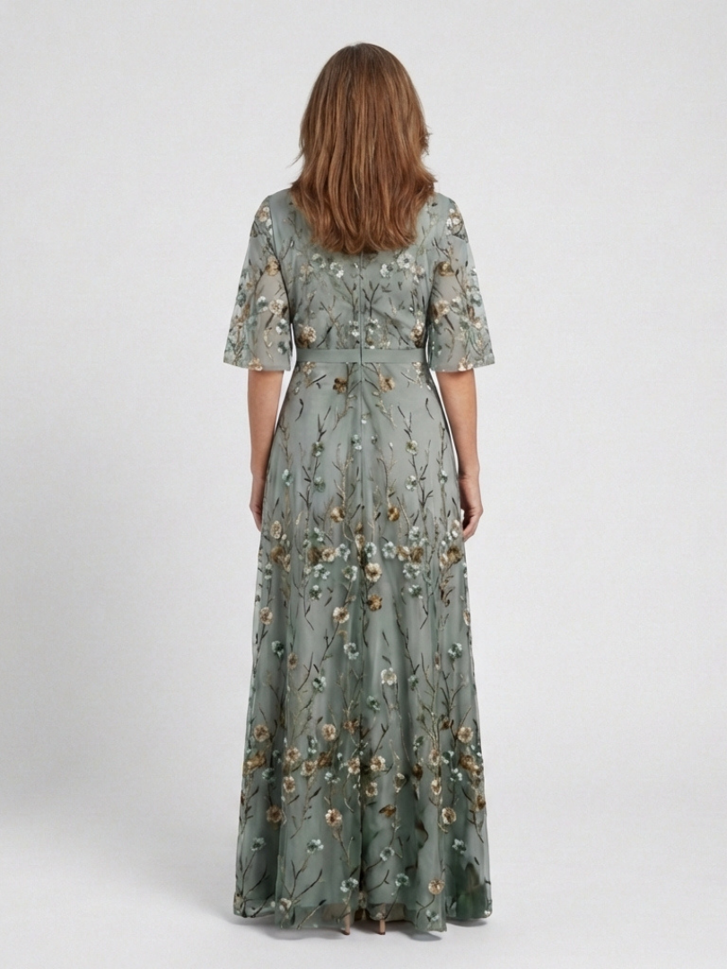 Melodi – Long Floral Dress with V-Neck