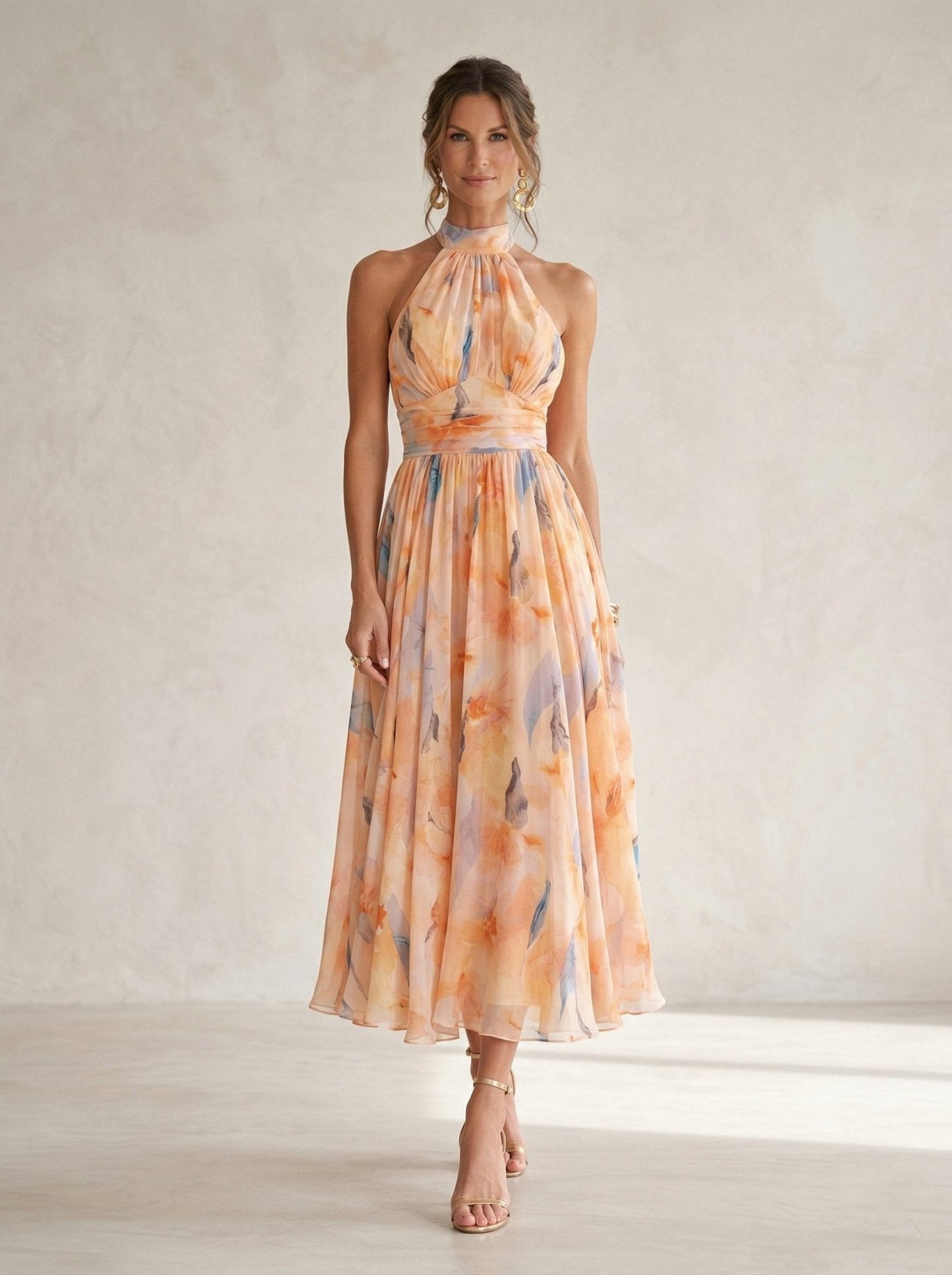 Carmen™ | Halter Dress with Watercolour Print