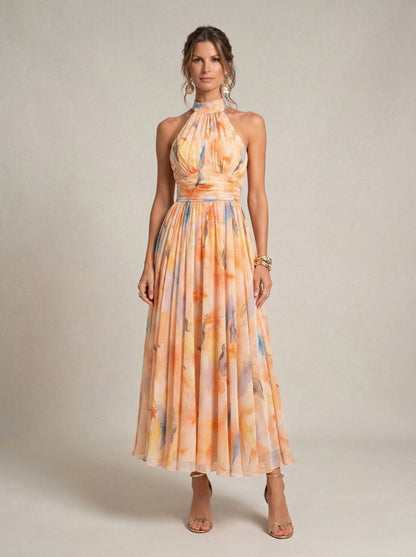 Carmen™ | Halter Dress with Watercolour Print