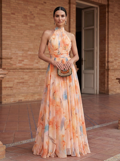 Carmen™ | Halter Dress with Watercolour Print