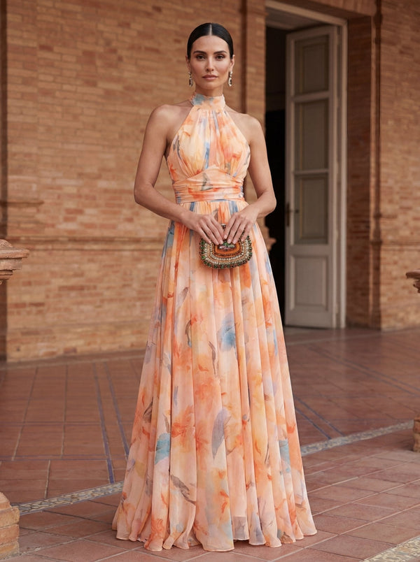 Carmen™ | Halter Dress with Watercolour Print