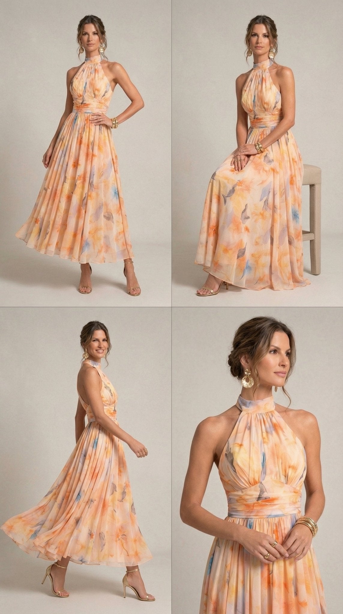 Carmen™ | Halter Dress with Watercolour Print