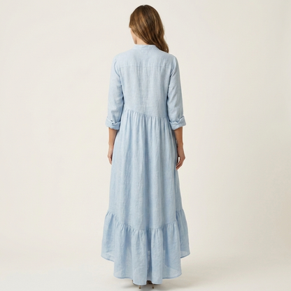 Women's Stand Collar Button-Front Maxi Dress - image 4