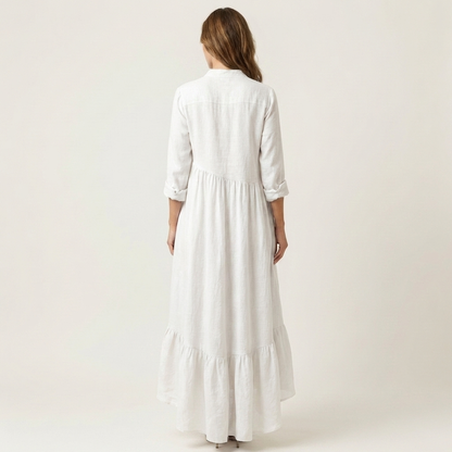 Women's Stand Collar Button-Front Maxi Dress - image 2