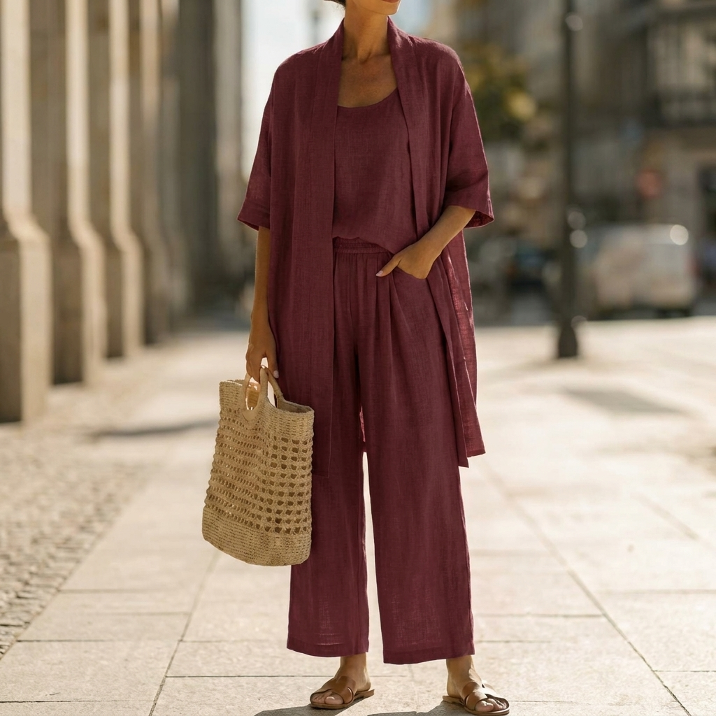 Women's Linen Look Three-Piece Set - image 5