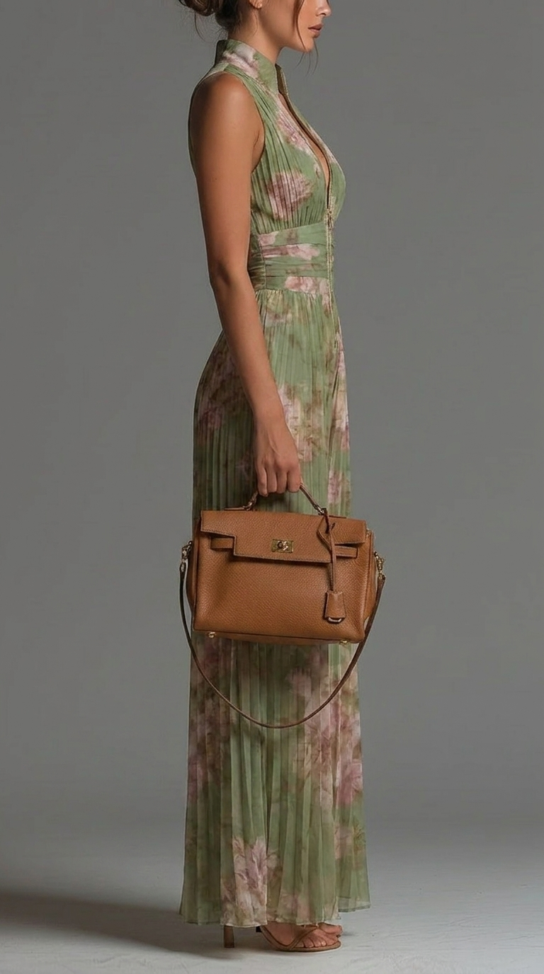 ESSENTIAL – Pleated Floral Chiffon Jumpsuit