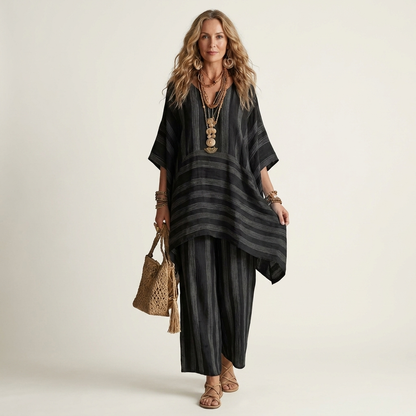 Alessia | Two-Piece Cotton-Linen Striped Set in 5 Colours