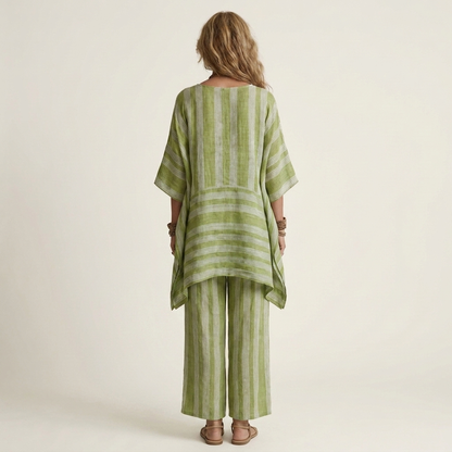 Alessia | Two-Piece Cotton-Linen Striped Set in 5 Colours