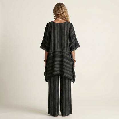 Alessia | Two-Piece Cotton-Linen Striped Set in 5 Colours