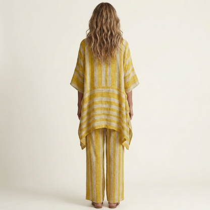 Alessia | Two-Piece Cotton-Linen Striped Set in 5 Colours