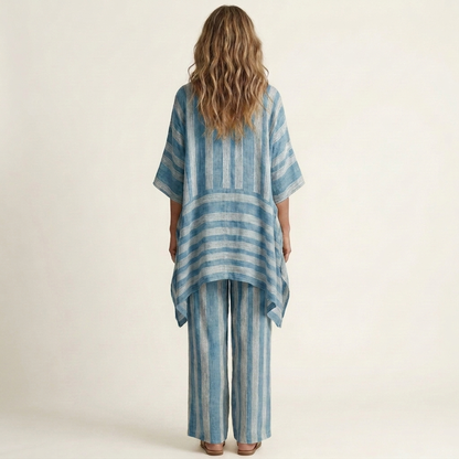 Alessia | Two-Piece Cotton-Linen Striped Set in 5 Colours