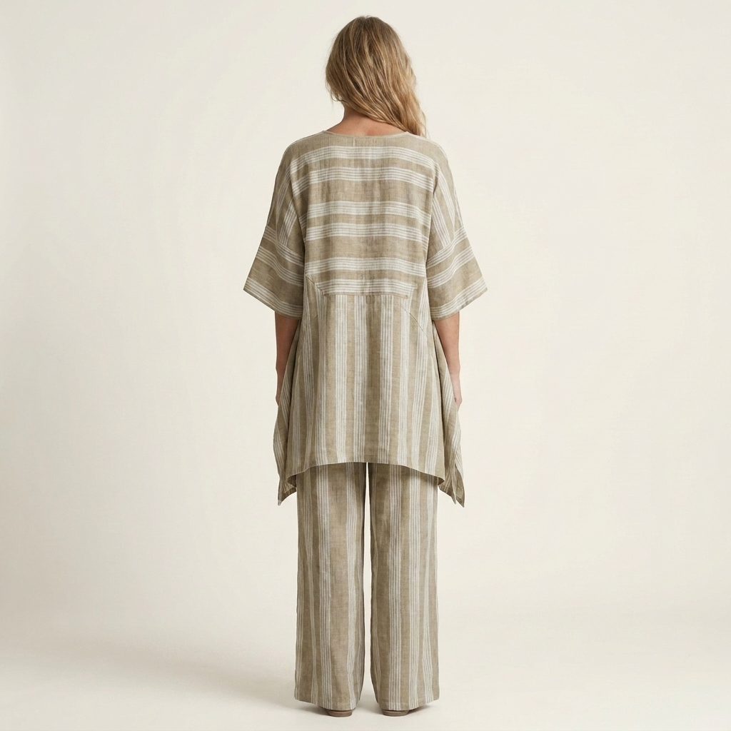 Alessia | Two-Piece Cotton-Linen Striped Set in 5 Colours