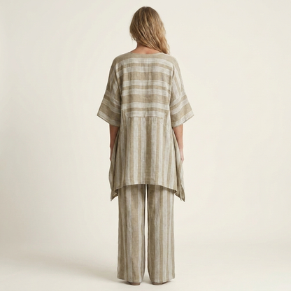 Alessia | Two-Piece Cotton-Linen Striped Set in 5 Colours