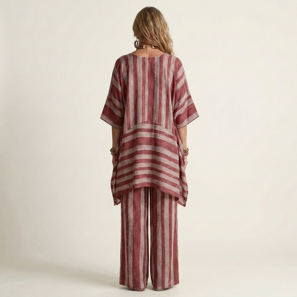 Alessia | Two-Piece Cotton-Linen Striped Set in 5 Colours