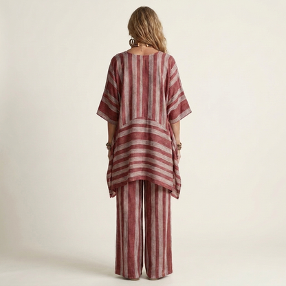 Alessia | Two-Piece Cotton-Linen Striped Set in 5 Colours