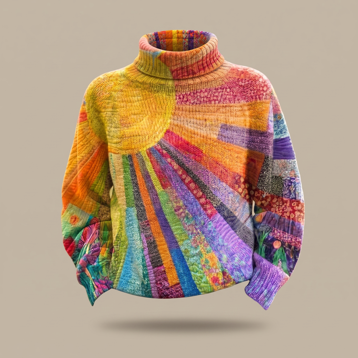 Rosalind | Retro Sunburst Print Turtleneck