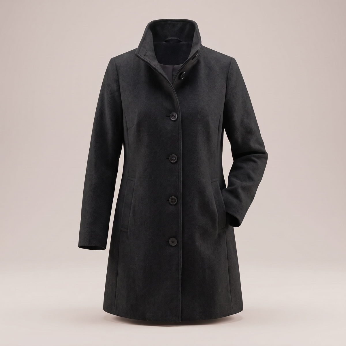 Women's Wool Look Straight Cut Coat with Button Front - image 11