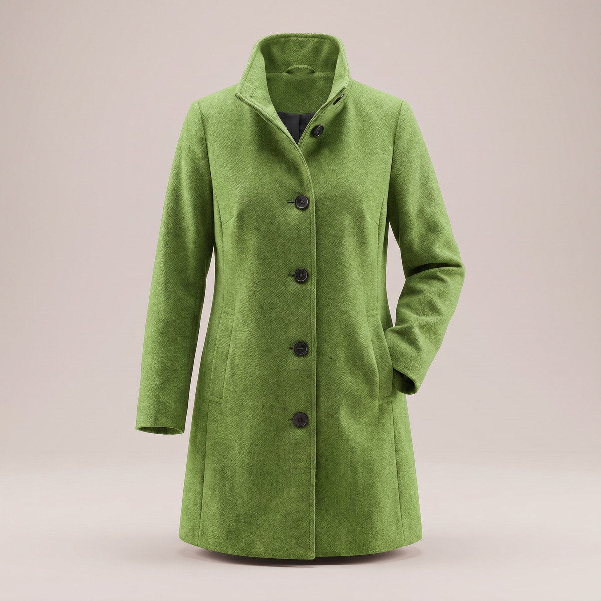 Women's Wool Look Straight Cut Coat with Button Front - image 6