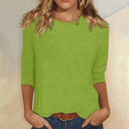 Women's Crew Neck Top with Three-Quarter Sleeves - image 6