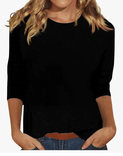 Women's Crew Neck Top with Three-Quarter Sleeves - image 5