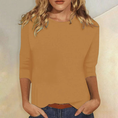 Women's Crew Neck Top with Three-Quarter Sleeves - image 9