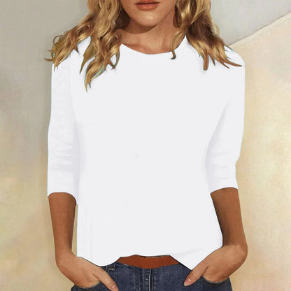 Women's Crew Neck Top with Three-Quarter Sleeves - image 2