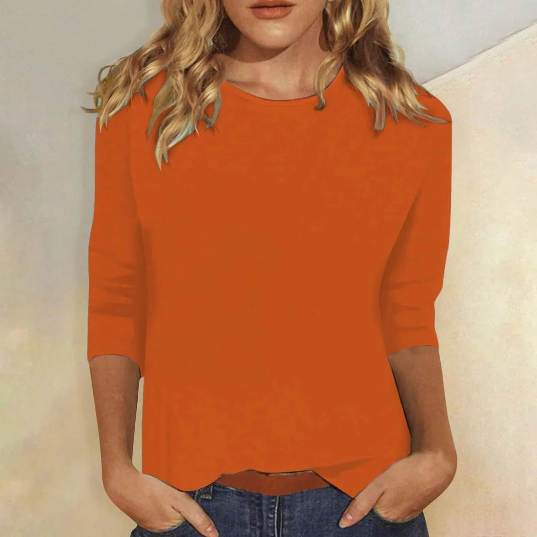 Women's Crew Neck Top with Three-Quarter Sleeves - image 8