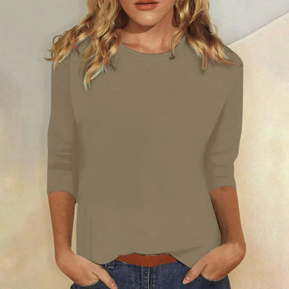 Women's Crew Neck Top with Three-Quarter Sleeves - image 7