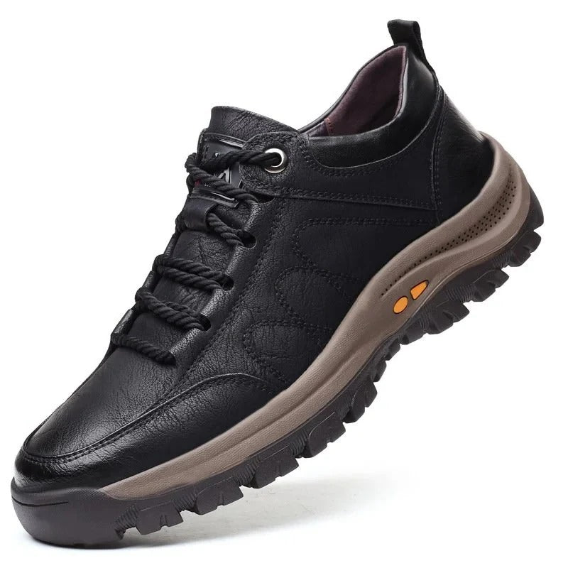Men's Leather Look Casual Shoes with Grain Texture Upper - image 1