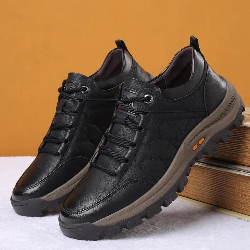 Men's Leather Look Casual Shoes with Grain Texture Upper - image 3