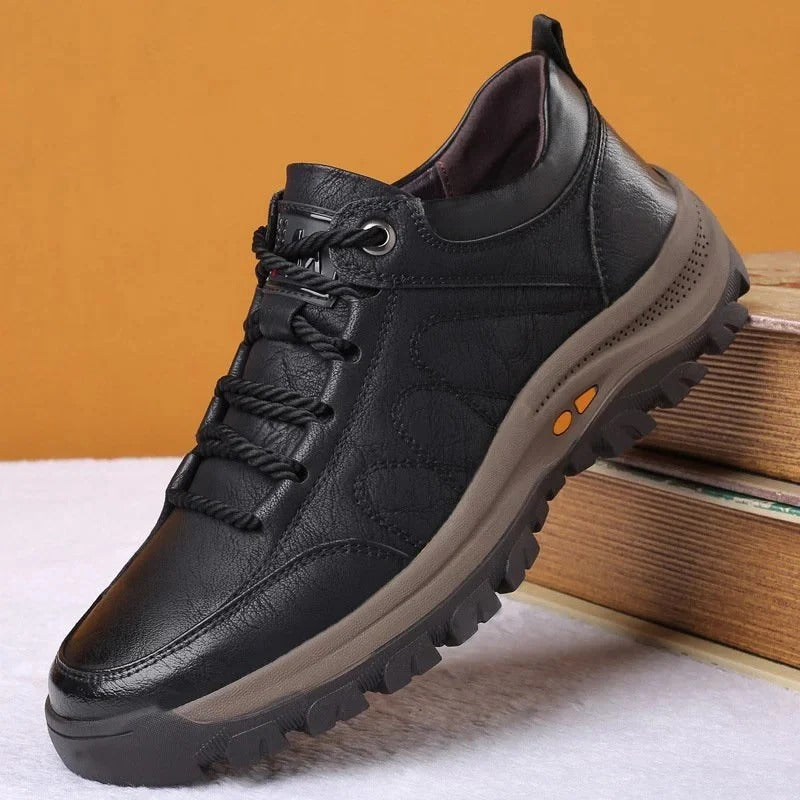 Men's Leather Look Casual Shoes with Grain Texture Upper - image 4