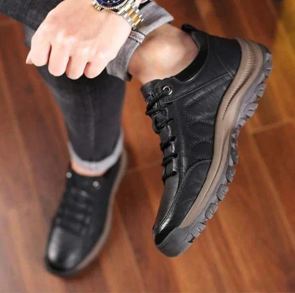 Men's Leather Look Casual Shoes with Grain Texture Upper - image 5
